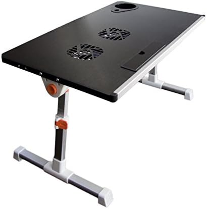 Portable Height Adjustable Folding Aluminium Laptop Stand Desk Table, Vented w/ CPU Fans, Light Weight