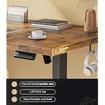 OffiGo 71 Inch Executive Electric Standing Desk, Height Adjustable Desk with Power Outlet & 1.38" Thick 3-Piece Desktop, Sit Stand Computer Desk for Home, Office, Conference Room, Rustic Brown - Image 4