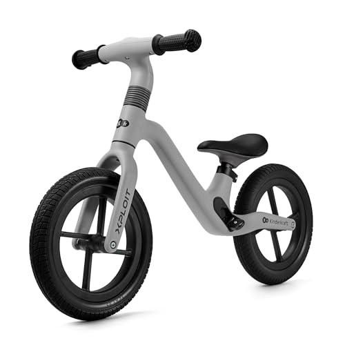 Kinderkraft XPLOIT Bicicleta sin Pedales, Bicicleta Niño 2 años, de 80 cm, Bicicleta 2 Ruedas, Bicicleta de Equilibrio, Sillín Ajustable, Ruedas Grandes de PU, 35 kg, Gris
