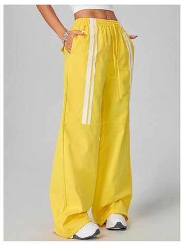 SHENHE Women's Low Rise Drawstring Elastic Waist Pants Wide Leg Y2k Baggy Loose Pants3