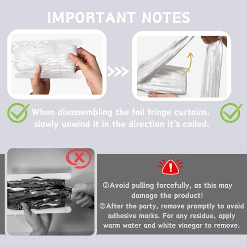 Image of Matte White Tinsel Foil Curtains Backdrop Party Decorations 2 PCS