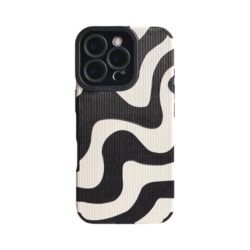 Reownest Kompatybilne z iPhone 16 Pro etui z prostym, uroczym wzorem w paski zebry, dla kobiet, dziewcząt, miękkie silikonowe etui ochronne do iPhone'a 16 Pro, czarne