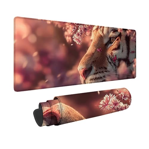 Tapis de souris rose tigre 1500x800mm comme cadeau de bureau original