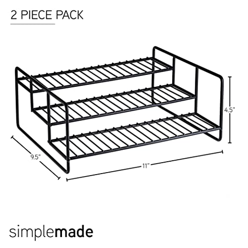 Simplemade Tier Spice Rack Organizer - Pack Of 2 Metal 3 Tier Stadium Organizer - Space Saver Spice Rack For Cabinet, Pantry And Countertop - Kitchen Storage And Organization Solutions (Black) #TOP2