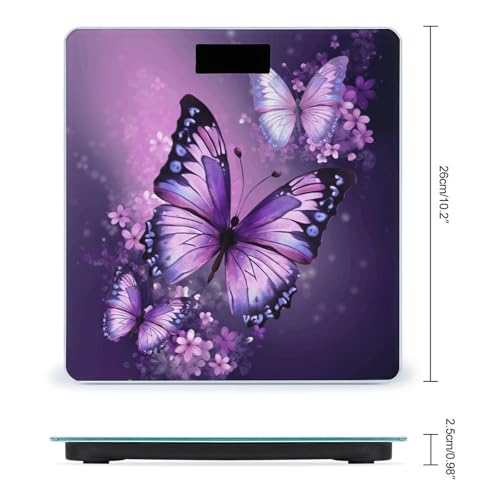 Báscula de baño digital con arte mariposa púrpura 400 lb miniatura 2