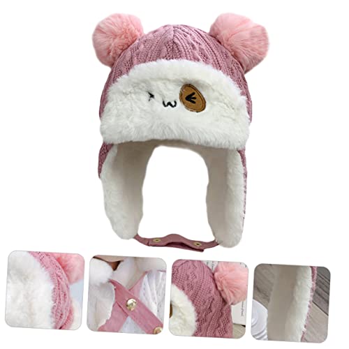 BESPORTBLE Cotton Material Boys and Girls Beanie Earflaps Winter Hat for Boys Girls Pink4