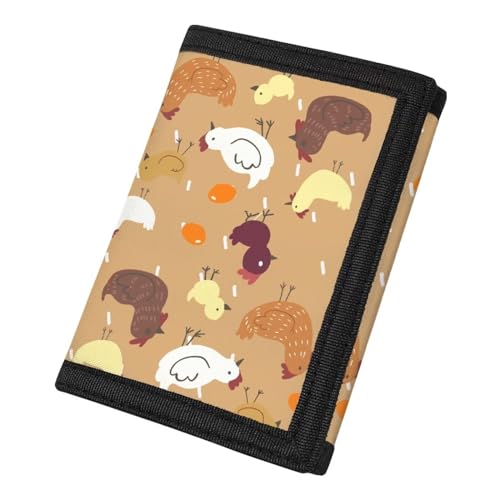 Flashideas Chicken Trifold Canvas Wallet for Men Waterproof Multi Card Organizer Cardholder Wallet Womens Nylon Wallet Includes Id Window and Credit Card Holder2