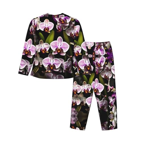 Pyjama confortable imprimé orchidées pour stopper l'inconfort nocturne - 2