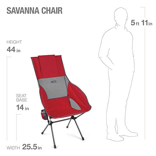 Helinox Savanna High-Back Collapsible Camp Chair, Scarlet/Iron