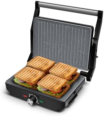 Wipro Elato BS205 2200 Watt Super Jumbo Ceramic Grill Sandwich Maker, Multi Heating Modes, 180° Open Sandwich Griller,Non-Toxic BPA,PTFE,PFOA&PFAS Free, 2 Year Warranty,Regular Bread Size for 4 Slices