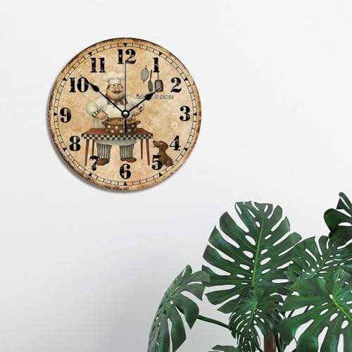 Reloj de pared redondo de madera silencioso 10 pulg miniatura 5