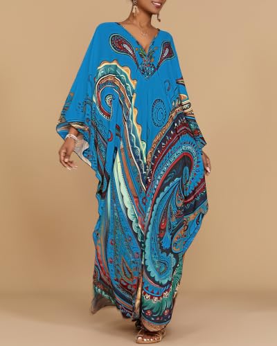 Image of Bsubseach Moo Moos for Women Batwing Sleeve Kaftan Dresses with Pockets