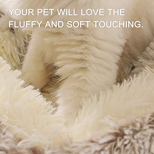 Homesen Sofá-cama 2 em 1 de pelúcia redonda para cachorro gato de estimação gato de estimação quente