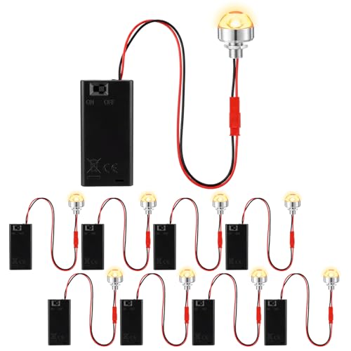 Gerrii 8 Sets Dollhouse Lighting Kit with LED Light and Switch Mini Battery Operated LED Wiring Kit Miniature Lamp Suitable for Dollhouse Decor Patio(Warm White)