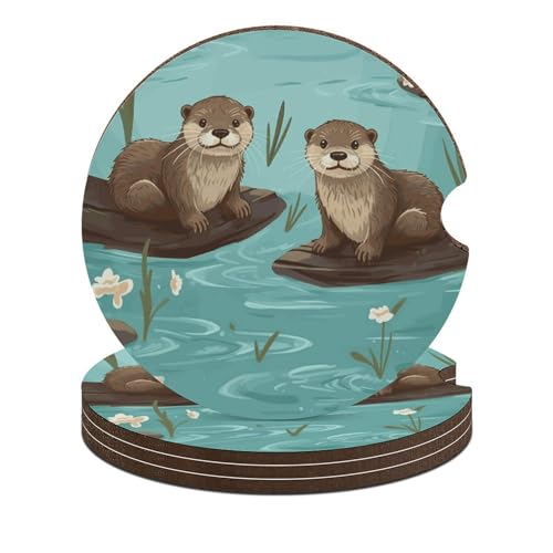 2 Pcs Car Coasters Non-Slip Absorbent Otters Auto Drink Coasters Universal Car Cup Holder Accessories with Cork Base 2.6 Inch 2 Pcs Car Coasters Non-Slip Absorbent Otters Auto Drink Coasters Universal Car Cup Holder Accessories with Cork Base 2.6 Inch