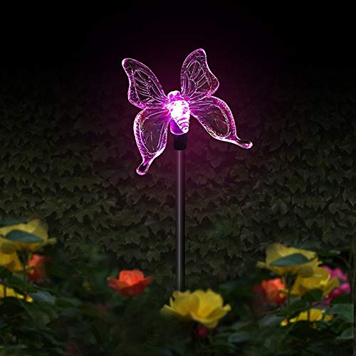 Carrymee Lot de 2 Balises LED Solaires Libellule, Papillon & Colibri Lumineuses de Couleur Changeante,changeant de couleur Décoration de fête - Éclairage pour jardin,clôture, patio,Décoratives Cover