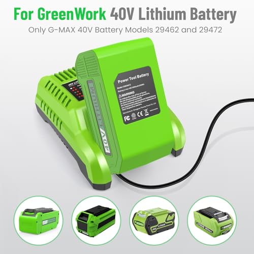 Replacement Battery and Charger for Greenworks 40V Battery Compatible with GreenWorks G-MAX 6.0Ah 40V Power Tools 29462 29252 20202 22262 25312 25322 20642 22272 27062 21242 (2pack+Charger) - Thumbnail 3