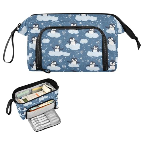 Image of Penguin Cute Pencil Case Large Capacity Pencil Pouch, Handheld Pen Bag Cosmetic Portable Gift for Office School Teen Girl Boy Men Women Adult Pencil Storage Organizer
