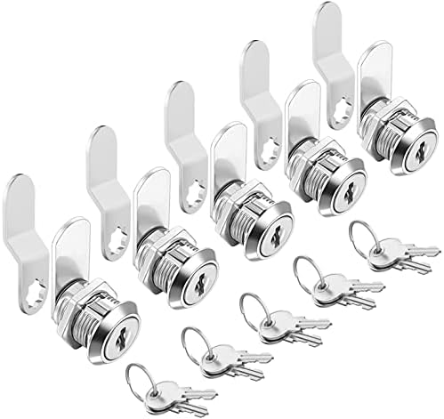 Cam Locks Cabinet Locks Keyed Alike, 5/8'' Cylinder Length Fits on 0.4’’ Max Panel Thickness, Secure File Drawer Mailbox RV Storage Tool Box Replacement Lock Set, Zinc Alloy(5/8 Inch 5Pcs)