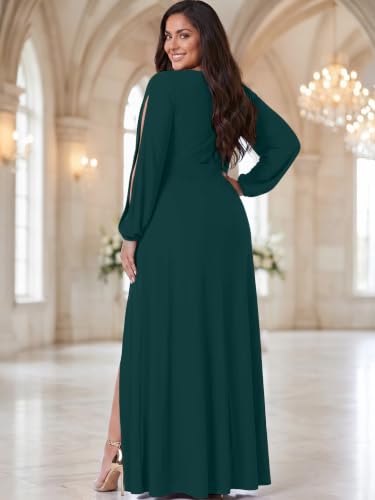 Image of KOH KOH Womens Long Sleeve Sexy Slit Photoshoot Evening Fall Maxi Dress