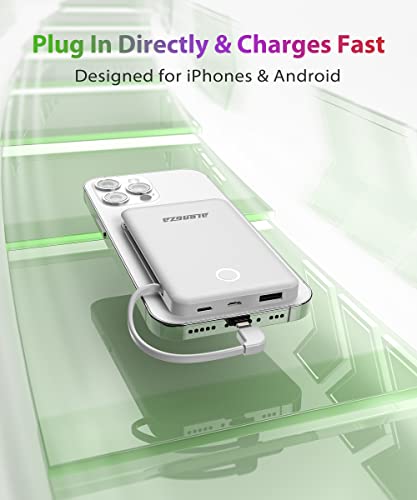 Alongza 2 Pack 6000Mah Built-In Cable Power Banks Small Lightweight Portable Charger Slim Battery Pack For Iphones And Android #TOP5