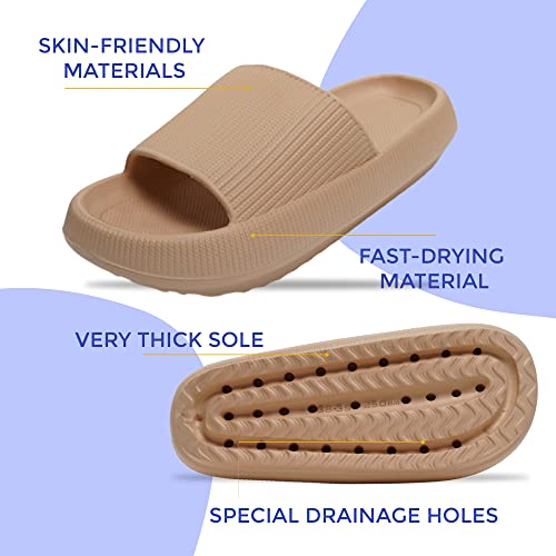 Image of Cloud Slides For Women And Men - Comfy Non Slip Indoors Slippers For Shower Spa Pool College Outdoors Slides - Soft And Cozy Open Toe House Sandals Thick Soles