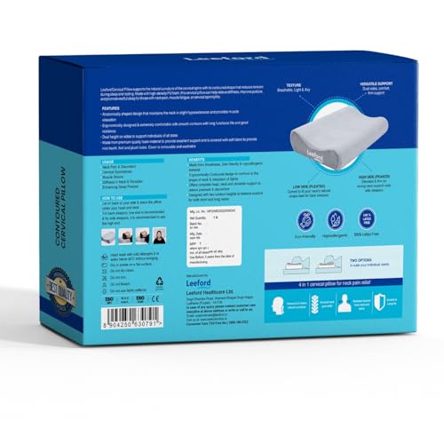 Image of Leeford Contoured Cervical Pillow for Neck Pain, Spondylitis, Cervical | PU Foam Neck Support for Pain Relief & Better Sleep