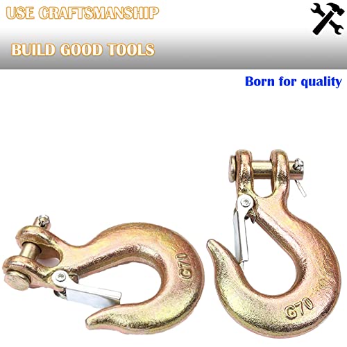 4Pack Clevis Slip Hook, 5/16 Inch Clevis Safety Hook With Safety Latch, Heavy Duty Forged G70 Chain Hook For Truck Trailer Winch Transport Tow Chain Hook,3/4 In Opening,14,000 Lb Capacity #TOP2