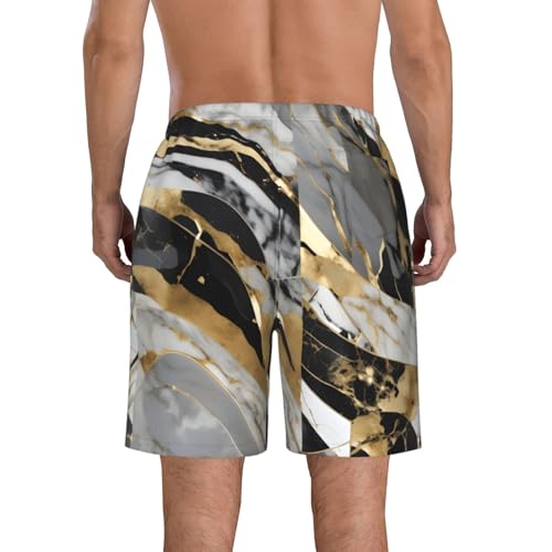 Men's Beach Shorts Swim TrunksFun Patterns Luxury Marble Print for Surfing Running Summer Vacation3