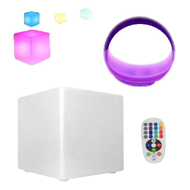 Cube lumineux Tabouret Cube de siège 16 RGB LED Couleurs de lumière réglables Siège 30*30*30cm Changeant de Veilleuse Lumière Décorative pour Maison...