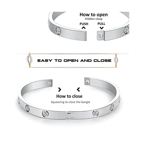 Gold Bracelets for Women Friendship Love Bangle Bracelets Cubic Zirconia Stainless Steel Bracelet Jewelry Birthday Gifts for Women Stocking Stuffers - Image 5