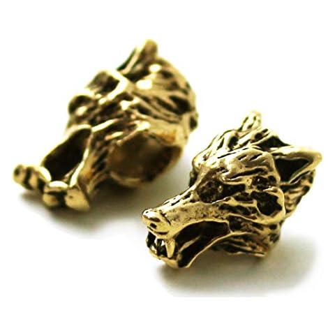 LynnAround Bronze Norse Nordic Viking Wolf Beard Beads Rings, Dwarven Dreadlock Pirate Medieval Hair Beads, Pagan Jewelry (2 Pcs) Cover