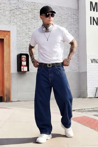 Image of GINGTTO Men's Baggy Barrel Jeans Wide Leg Y2K Denim Pants | Loose Fit Streetwear Casual Hip Hop Skater Vintage Style