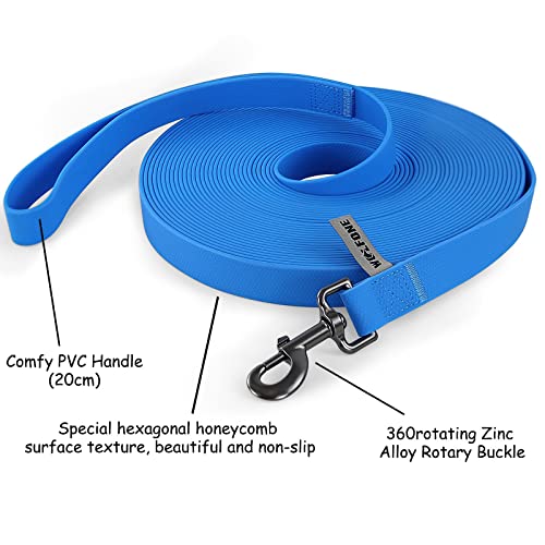 Wolfone Schleppleine für Hunde,15m Blau wasserdichte Lange Rückruf Hundeleine mit Anti-Rutsch-Griff, Heavy Duty robuste Ausbildung Hundeleine für Outdoor-Aktivitäten