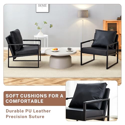 Sillón de PU cuero plegable Negro miniatura 3
