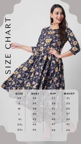Image of Arayna Women's Cotton Printed Anarkali Kurti with Palazzo Pants Set