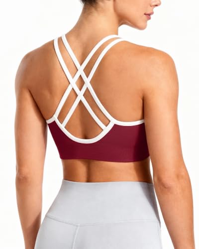 Image of WOYYHO Cross Back Sports Bra for Women Padded Medium Support Workout Bra