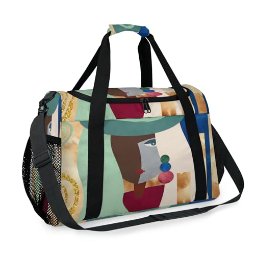 Abstract Women Travel Duffle Bag - Waterproof weekend luggage bag, men's sports and fitness bag, delivery hospital storage bag, overnight luggage bag with pull rod cover