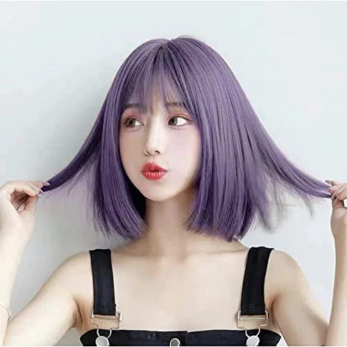 ウイッグ ショート ボブ レディース wig カツラ ボブショート セミロング ファッション フルウイッグ 小顔 原宿系 おしゃれ 可愛い 自然 ぱっつん前髪 耐熱 ネット付き