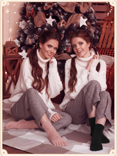 Image of Bencailor 3 Pairs Women Fuzzy Toe Socks Womens Soft Fuzzy Plush Warm Fluffy Winter Home Slipper Socks for Women Men, Size 5-9