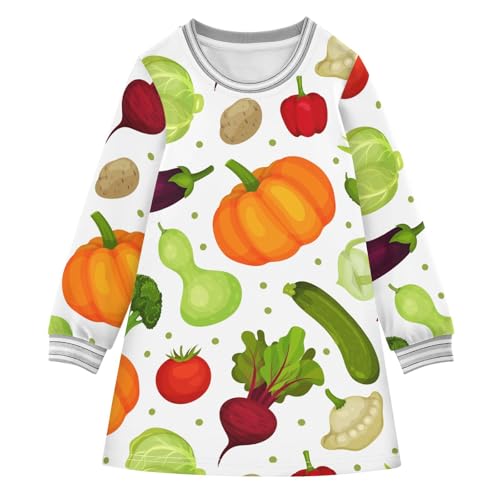 Fresh Vegetable Girls Dresses Long Sleeve Sweatshirt Dress for Girls Winter Toddler Casual A Line Dresses Size 2-8T
