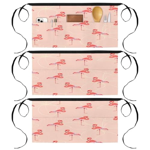 Lot de 3 demi-tabliers courts de chef pastel avec 3 poches pour cuisine