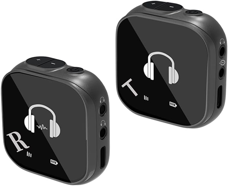 Wireless in Ear Monitor System 5.8G Wireless IEM System with Transmitter Receiver Earphone Monitor Transmission for Computer Phone Sound Card Studio Band