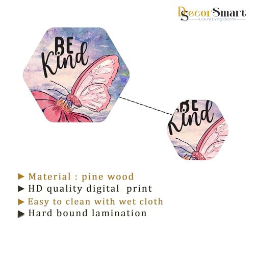 Image of Decor Smart Motivational Wooden Wall Art | Living Room Decoration | Positive Quotes Accent | Home Decor Decorative Artwork | Inspiring Butterfly Wall Hanging | Floral Nature Sticker Panel (WPS 214)