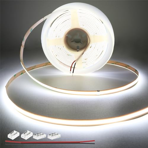 Image of LEDENET COB LED White LED Strip Light DC12V 5M /16.4Ft 6000K 2640LEDs High Density CRI 90+ Dimmable LED Tape Lights IP20 8mm Cut at Will for DIY Lighting(No Adapter and Controller)