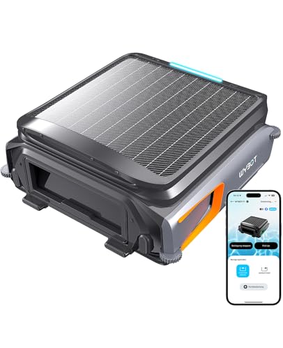 WYBOT F1 Skimmer de Piscina, Limpiafondos Piscina Solar con Control App, Robot Limpiafondos Piscina, Ultra Silencioso y Eficiente para Piscinas Residenciales,Negro Anaranjado