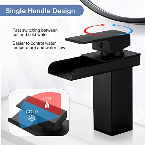 Robinet cascade noir pour lavabo de salle de bain moderne