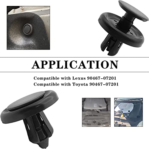 Image of 100Pcs Nylon Engine Under Cover Push-Type Retainer Clips Engine Splash Shield Fender Liner Trunk Lid Trim with Bonus Fastener Remover Compatible with Toyota Lexus 90467-07201