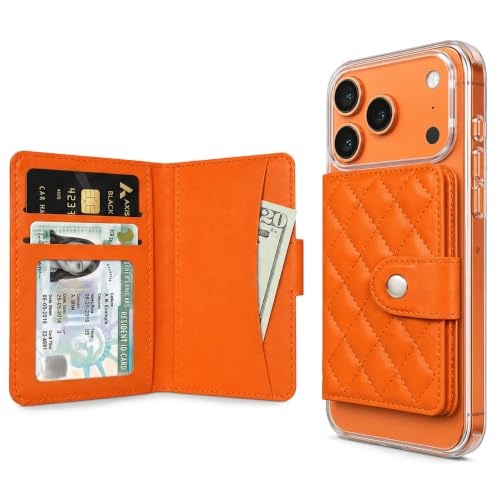 Tarjetero magnético naranja compatible con fundas MagSafe