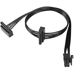 QIANRENON Mini 4 pines a 2X Cable de disco duro SATA en ángulo recto Cable de extensión de cable de alimentación SATA SSD de 4 pines 1 a 2